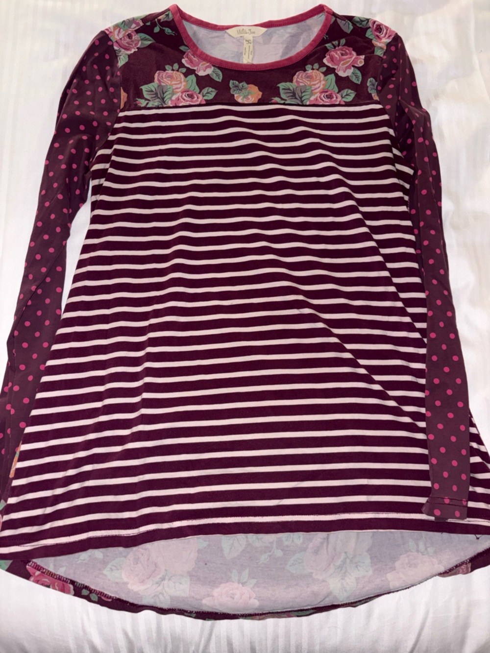 Matilda Jane Plum Floral Top with Pink Trim